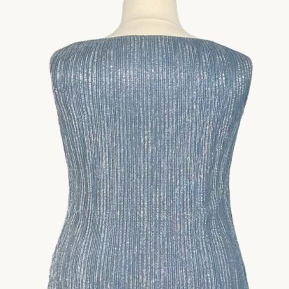 New Formal Plus Size Dress w/ Round Neck Sequins Embroidery & Relaxed Fit T9001 - Picture 5 of 9